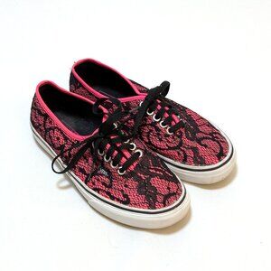 Vans Authentic Pink and Black Lace Sneakers Women's Size 6.5